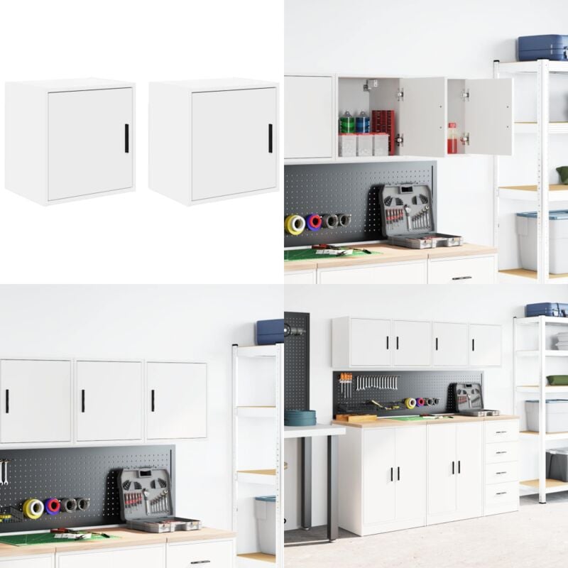 Vidaxl - Armoires murales de garage 2 pcs blanc bois d'ingénierie