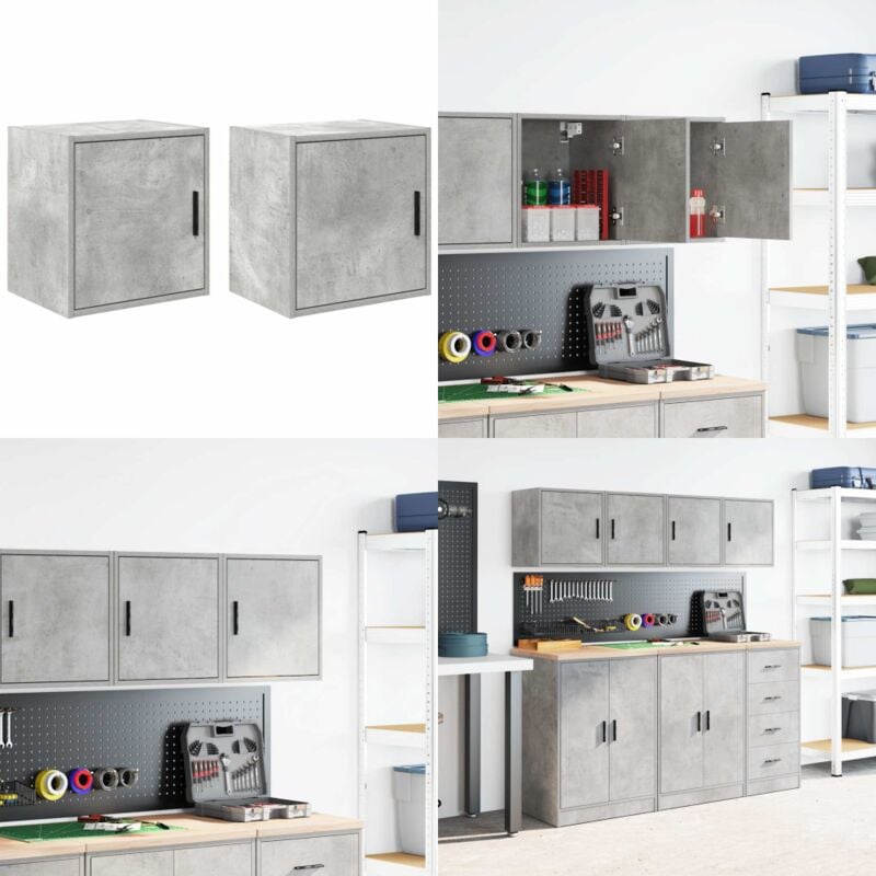Vidaxl - Armoires murales de garage 2 pcs gris béton bois d'ingénierie
