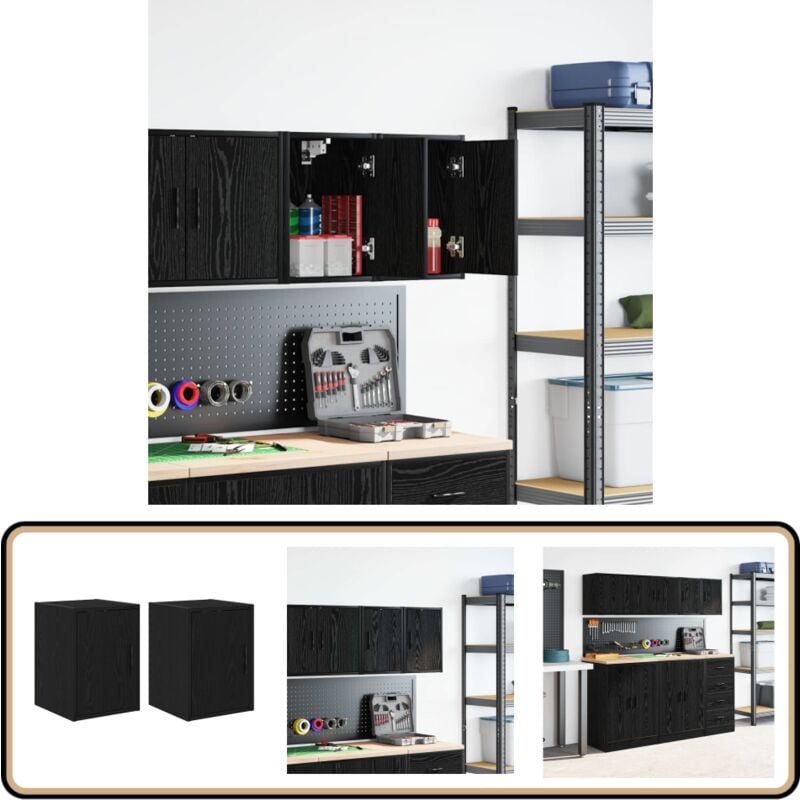 Vidaxl - Armoires murales de garage 2 pcs noir bois d'ingénierie