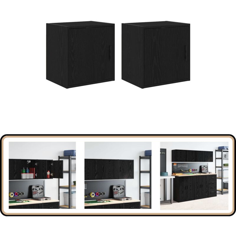 Vidaxl - Armoires murales de garage 2 pcs noir bois d'ingénierie