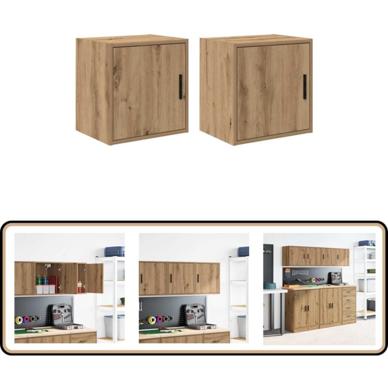 vidaXL Armoires murales garage 2 pcs chêne artisanal bois d'ingénierie