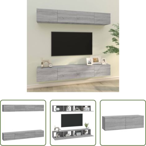 vidaXL Arredamento a parete -  Mobili Porta TV a Parete 4 pz Grigio Sonoma 100x30x30 cm