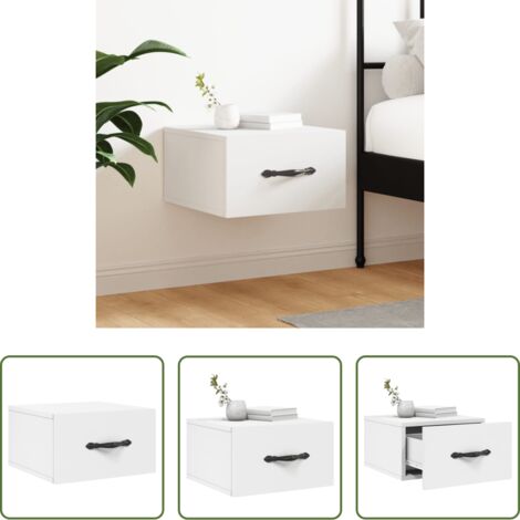 vidaXL Arredamento casa -  Comodino a Muro Bianco 35x35x20 cm