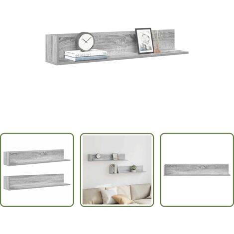 vidaXL Arredamento casa -  Mensole Parete 2pz Grigio Sonoma 100x16,5x16,5 cm in Truciolato