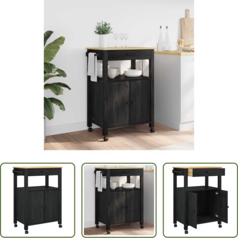 vidaXL Arredamento cucina -  Carrello da Cucina MONZA Nero 60 x 40 x 88,5 cm