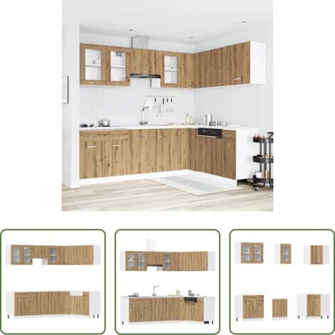 vidaXL Arredamento cucina -  Set di Mobili da Cucina 11 pz Lyon Rovere Artigianale Truciolato
