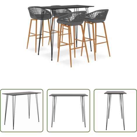 vidaXL Arredamento da bar -  Set da Bar 5 pz Nero e Grigio