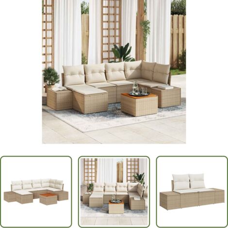 vidaXL Arredamento da esterno -  Set Divano da Giardino 7 pcs Beige e bianco