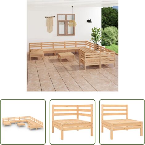 vidaXL Arredamento da esterno -  Set Salotto da Giardino 12 pz in Legno Massello di Pino