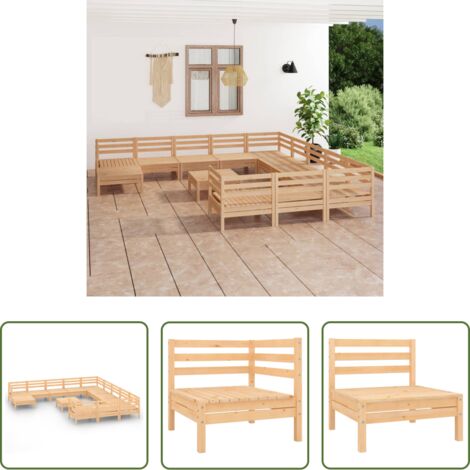 vidaXL Arredamento da esterno -  Set Salotto da Giardino 13 pz in Legno Massello di Pino
