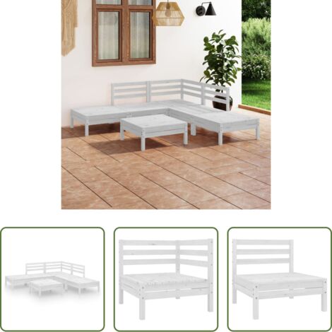 vidaXL Arredamento da esterno -  Set Salotto da Giardino 6 pz in Legno Massello di Pino Bianco