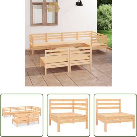 vidaXL Arredamento da esterno -  Set Salotto da Giardino 8 pz in Legno Massello di Pino