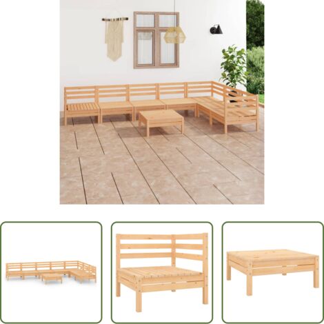 vidaXL Arredamento da esterno -  Set Salotto da Giardino 8 pz in Legno Massello di Pino