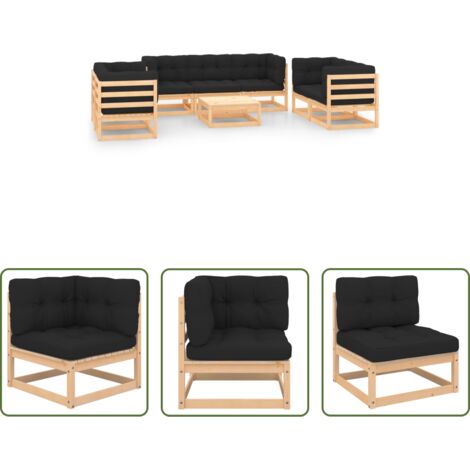 vidaXL Arredamento da esterno -  Set Salotto Giardino 8 pz Cuscini Antracite Legno Massello Pino
