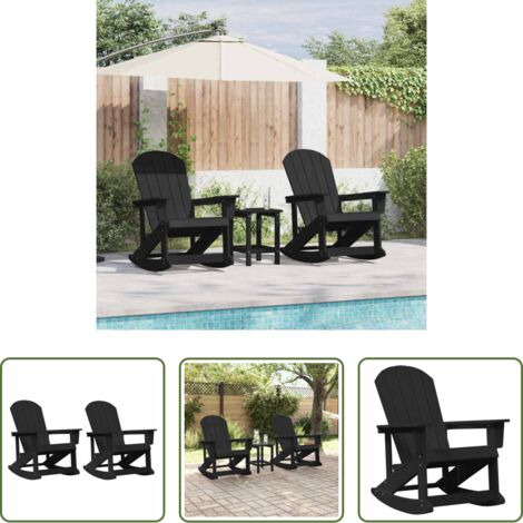 vidaXL Arredamento da giardino -  Sdraio Rocking Adirondack 2 pcs Nero HDPE