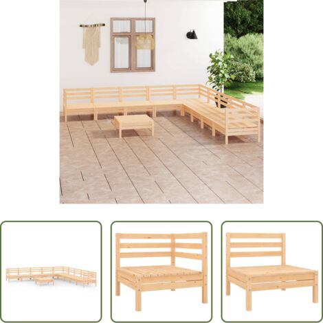 vidaXL Arredamento da giardino -  Set Salotto da Giardino 10 pz in Legno Massello di Pino