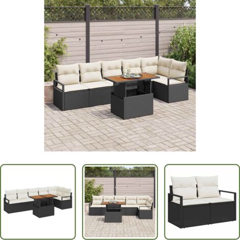 vidaXL Arredamento esterno -  Set Divano da Giardino con archiviazione 7 pcs Nero Poly Rattan