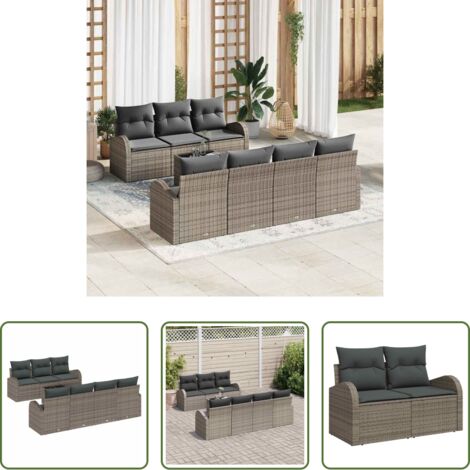 vidaXL Arredamento esterno -  Set Divano da Giardino Grigio 55 x 55 x 37 cm polyrattan