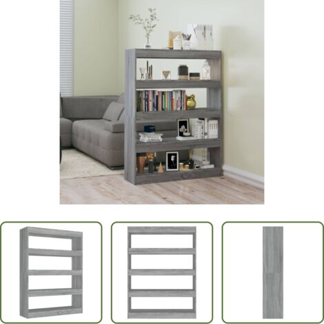 vidaXL Arredamento -  Libreria/Divisorio Grigio Sonoma 100x30x135 cm