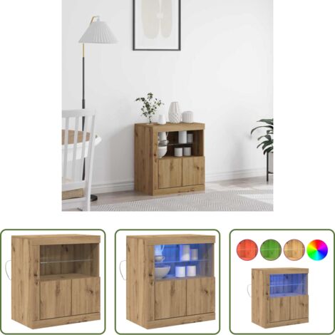 vidaXL Arredamento moderno - Madia LED Marrone 60,5 x 37 x 67 cm Legno multistrato