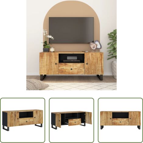 vidaXL Arredamento moderno -  Mobile TV 105x33,5x46cm Legno Massello Mango Legno Multistrato