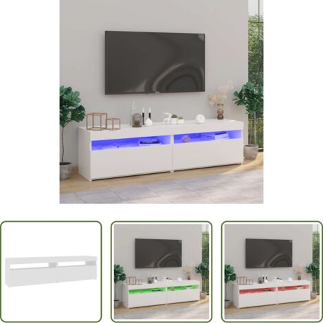 vidaXL Arredamento moderno -  Mobili Porta TV con Luci LED 2 pz Bianco 75x35x40 cm