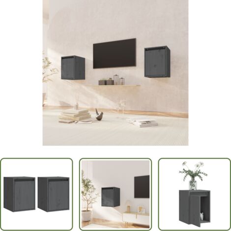 vidaXL Arredamento moderno -  Pensili 2 pz Grigi 30x30x40 cm in Legno Massello di Pino
