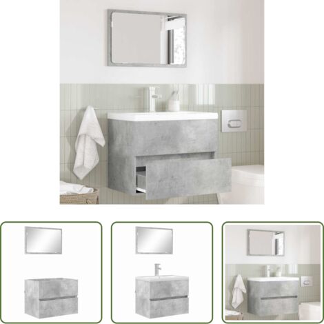 vidaXL Arredamento moderno -  Set di mobili per il bagno Grigio cemento 60 x 38,3 x 45 cm