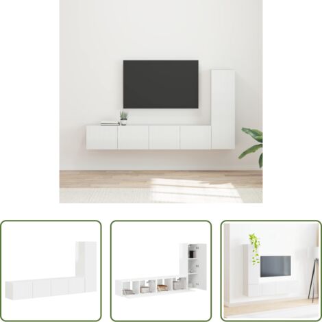 vidaXL Arredamento moderno -  Set mobile TV 3 pcs Bianco Lucido Legno multistrato