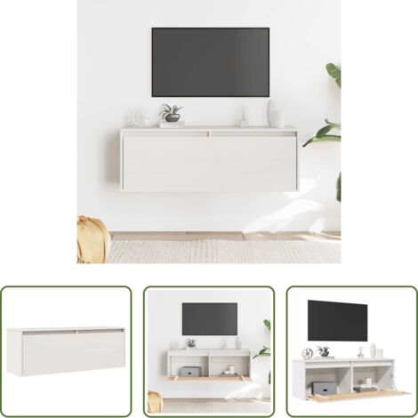 vidaXL Arredamento -  Pensile Bianco 100x30x35 cm in Legno Massello di Pino