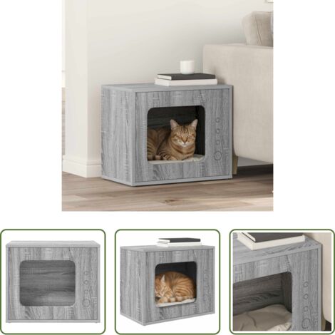 vidaXL Arredamento per casa -  Casa per Gatti Grigio Sonoma 51 x 30 x 42,5 cm