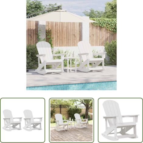 vidaXL Arredo da giardino -  Sdraio Rocking Adirondack 2 pcs Bianco HDPE