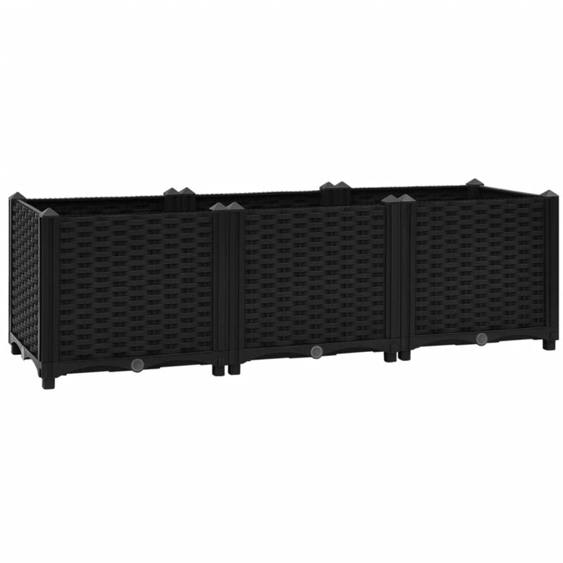 

vidaXL Arriate 120x40x38 cm polipropileno - Negro