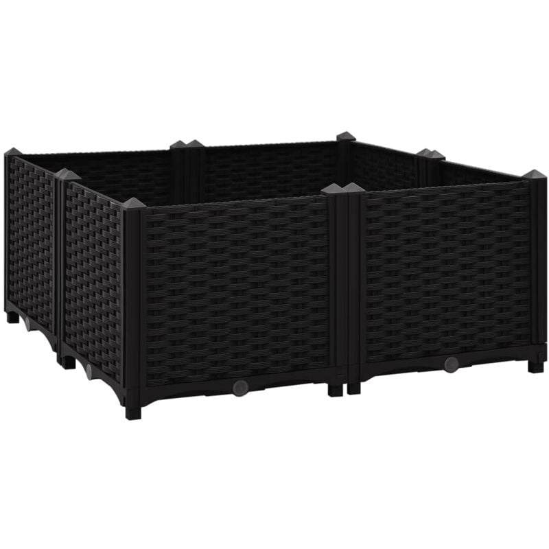 

vidaXL Arriate 80x80x38 cm polipropileno - Negro