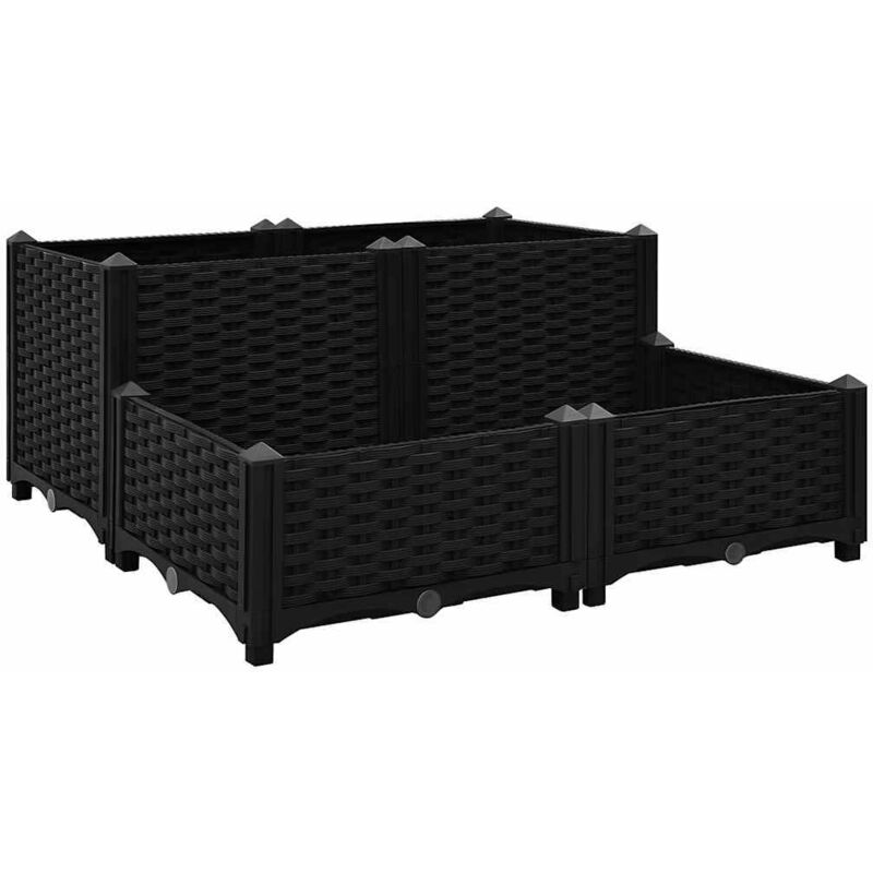 

vidaXL Arriate 80x80x38 cm polipropileno - Negro