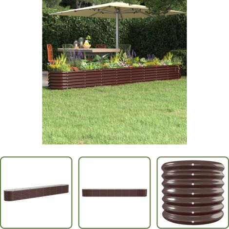 vidaXL Arriate de jardín -  Jardinera arriate acero galvanizado marrón 332x40x36 cm