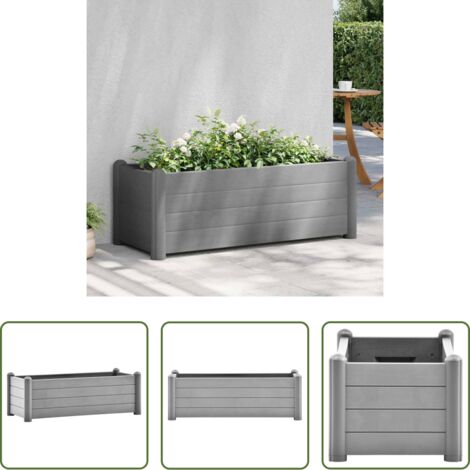 vidaXL Arriate elevado -  Arriate de jardín PP gris piedra 100x43x35 cm