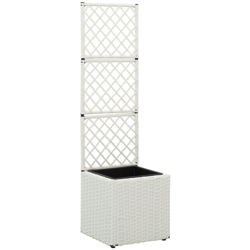 

vidaXL Arriate enrejado 1 maceta ratán sintético blanco 30x30x107 cm - Blanco