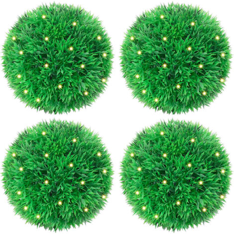 vidaXL Artificial Boxwood Balls with LED Lights 4 pcs Green 12 cm