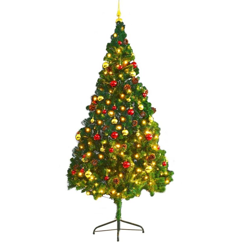 Artificial Pre-lit Christmas Tree With Baubles Green 210 Cm Vidaxl