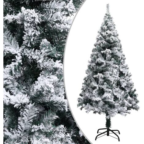 main image of "vidaXL Artificial Christmas Tree with Flocked Snow Green 150 cm PVC - Green"