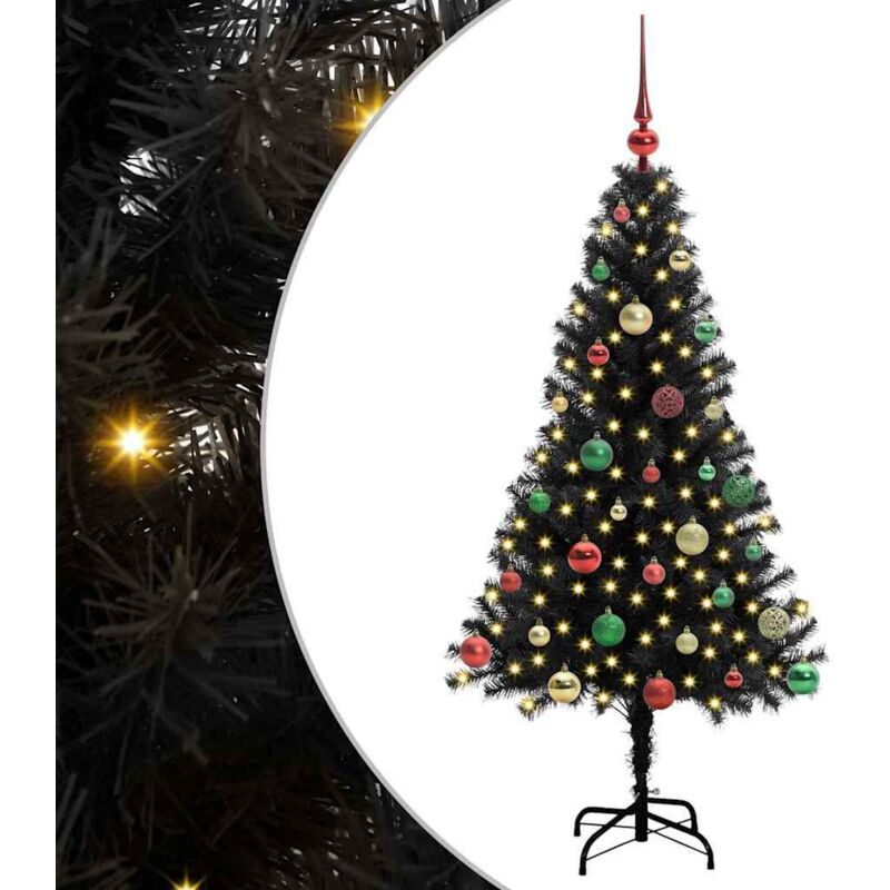 Christmas Tree With 150 Leds With Stand Black 150 Cm Pvc Vidaxl