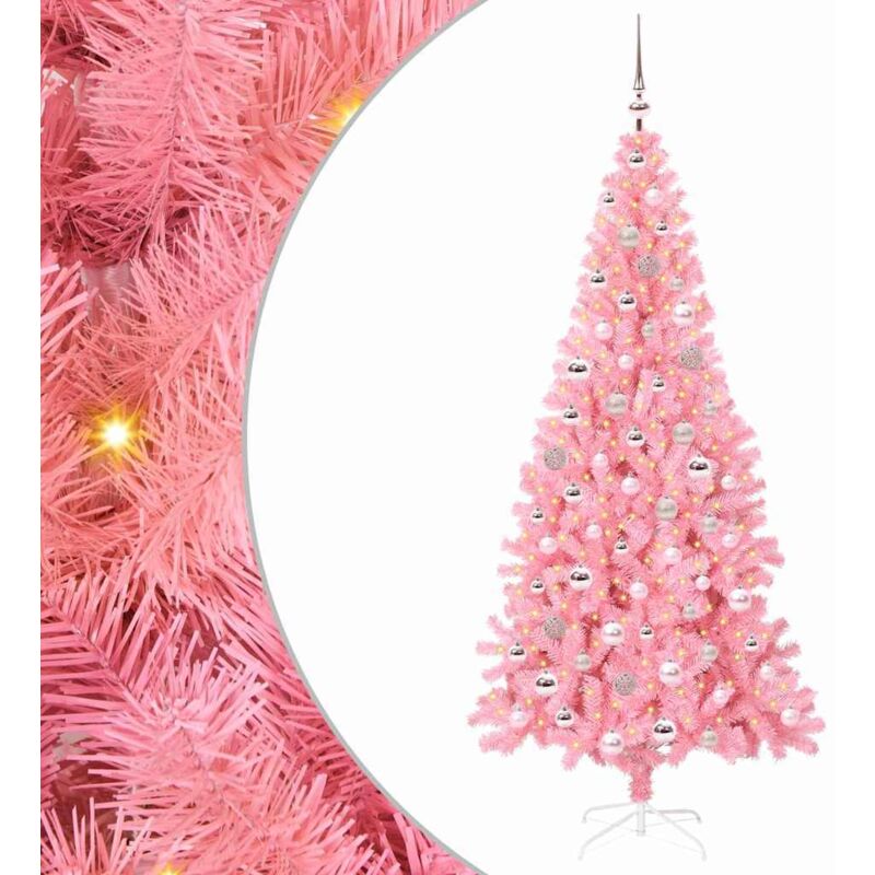 Christmas Tree With 300 Leds With Stand Pink 210 Cm Pvc Vidaxl