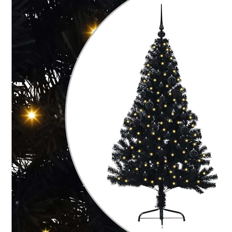 Artificial Pre-lit Christmas Tree Black 150 Cm Pvc Vidaxl