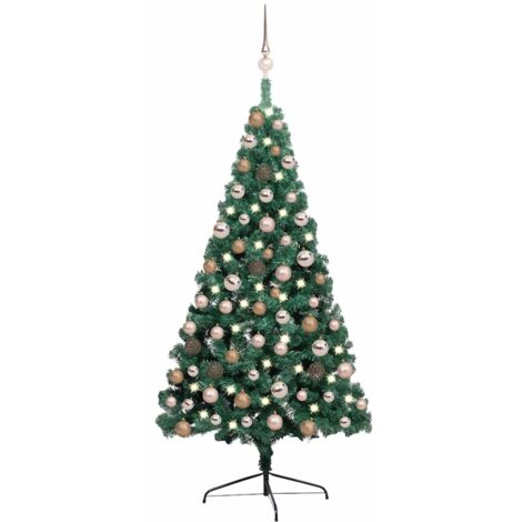 vidaXL Artificial Half Pre-lit Christmas Tree with Ball Set Green 120 cm
