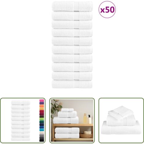vidaXL Asciugamani bianchi -  Asciugamani Premium SOLUND 50 pz Bianco 50x100 cm 600 g/m²