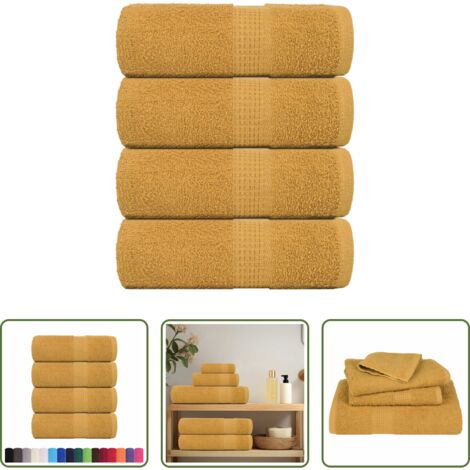 vidaXL Asciugamani cotone -  Asciugamani FROGN 4 pz Oro 30x30 cm 360 g/m²