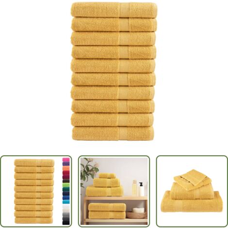 vidaXL Asciugamani cotone -  Asciugamani Premium SOLUND 10 pz Oro 100x200 cm 600 g/m²