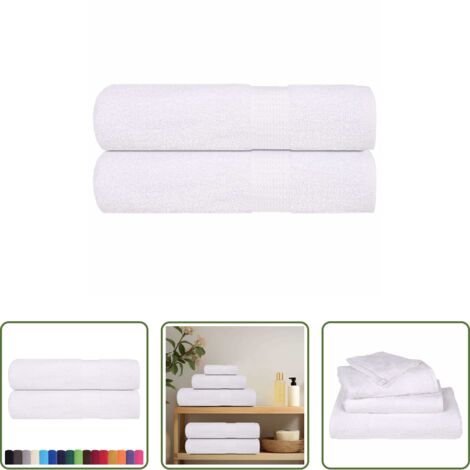 vidaXL Asciugamani da bagno in cotone -  Asciugamani da bagno FROGN 2 pz Bianco 100x150 cm 360 g/m²