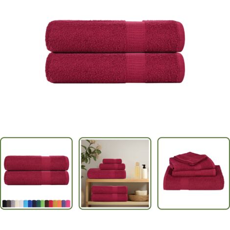 vidaXL Asciugamani da bagno in cotone -  Asciugamani da bagno FROGN 2 pz Bordeaux 100x150 cm 360 g/m²